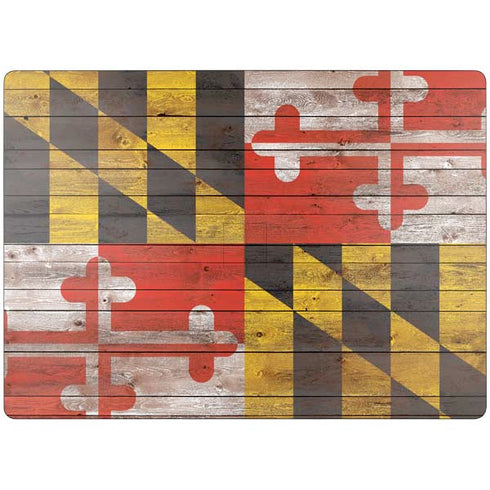 Maryland Flag Dark Wood Surface Laptop 7 13.8in Skin