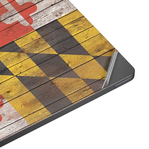 Maryland Flag Dark Wood Surface Laptop 7 13.8in Skin