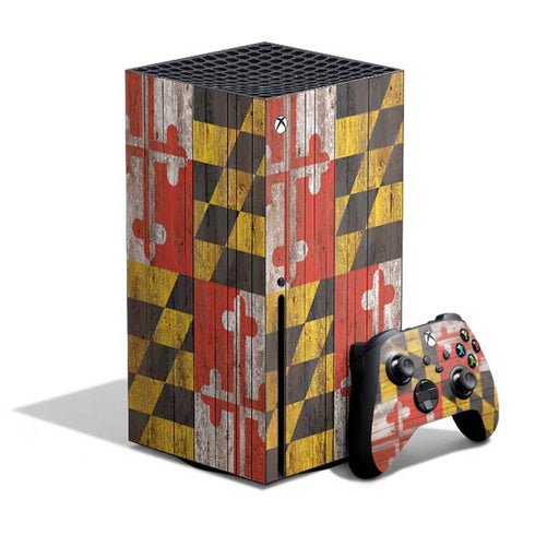 Maryland Flag Dark Wood Xbox Series X Bundle Skin