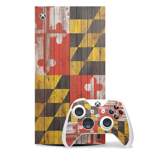 Maryland Flag Dark Wood Xbox Series X Skins