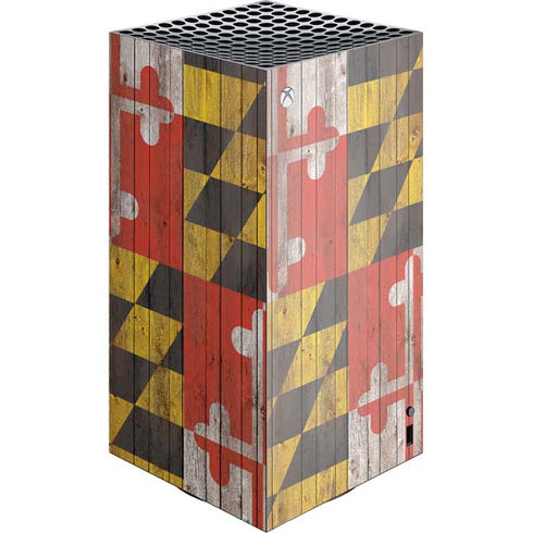 Maryland Flag Dark Wood XBox Series X Digital Edition Console Skin