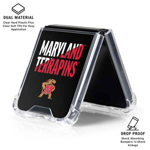 University of Maryland Terrapins Athletic Marks Galaxy Z Flip7 Clear Case