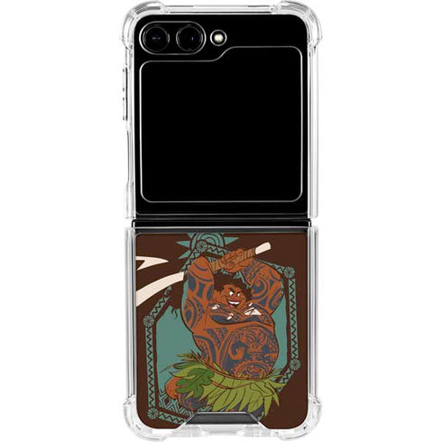 Disney Princess Moana Maui Ready To Fight Galaxy Z Flip6 Clear Case