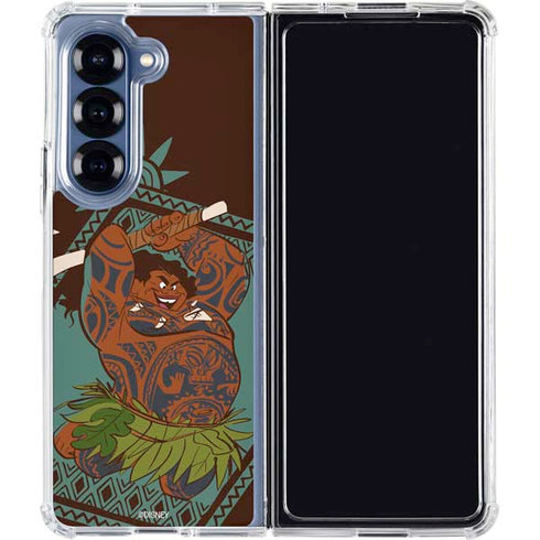 Disney Princess Moana Maui Ready To Fight Galaxy Z Fold6 Clear Case
