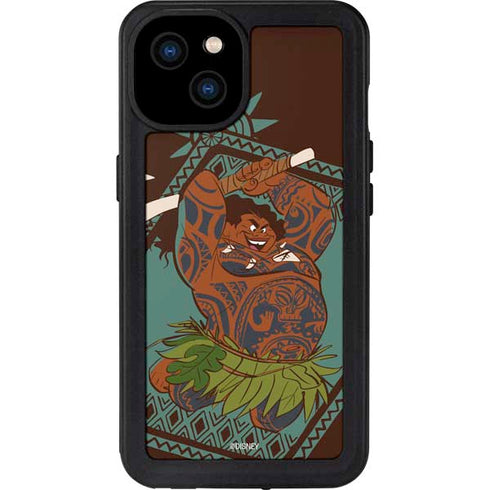 Disney Moana Maui Ready To Fight iPhone 15 Plus Waterproof Case