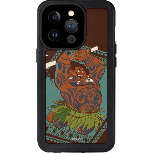Disney Moana Maui Ready To Fight iPhone 15 Pro Waterproof Case