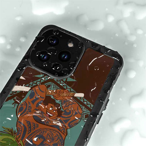 Disney Moana Maui Ready To Fight iPhone 15 Pro Waterproof Case