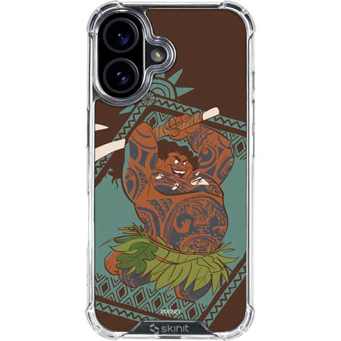 Disney Princess Moana Maui Ready To Fight iPhone 16 Plus Clear Case