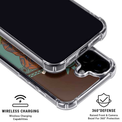 Disney Princess Moana Maui Ready To Fight iPhone 16 Plus Clear Case