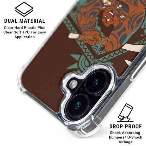 Disney Princess Moana Maui Ready To Fight iPhone 16 Plus Clear Case