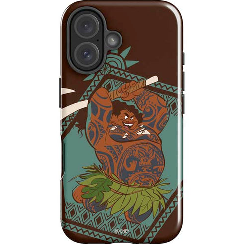 Disney Princess Moana Maui Ready To Fight iPhone 16 Plus Impact Case