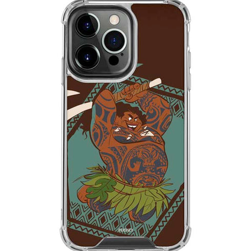 Disney Princess Moana Maui Ready To Fight iPhone 16 Pro Max Clear Case