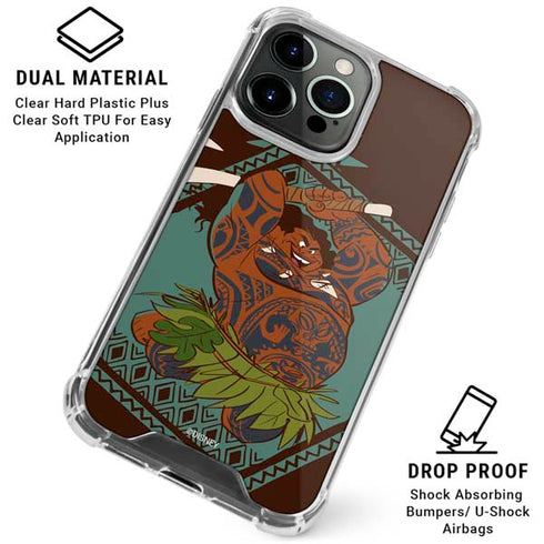 Disney Princess Moana Maui Ready To Fight iPhone 16 Pro Max Clear Case