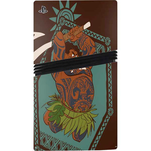Disney Princess Moana Maui Ready To Fight PS5 Pro Console Skin