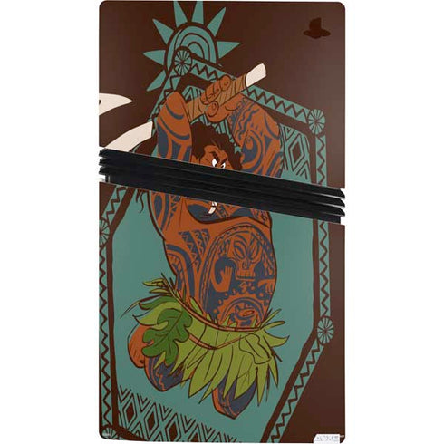 Disney Princess Moana Maui Ready To Fight PS5 Pro Console Skin