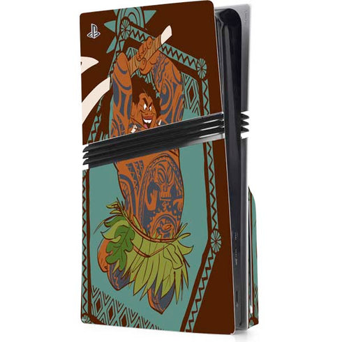 Disney Princess Moana Maui Ready To Fight PS5 Pro Disk Console Skin
