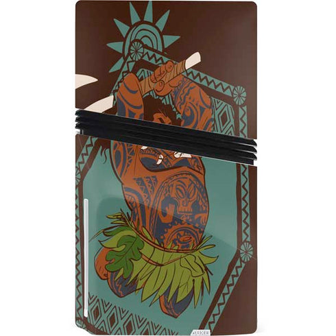 Disney Princess Moana Maui Ready To Fight PS5 Pro Disk Console Skin