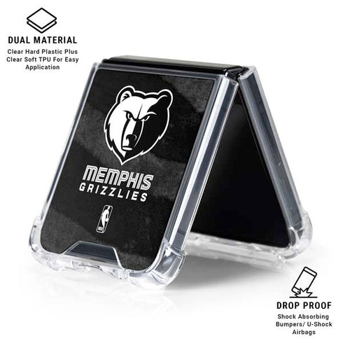 NBA Memphis Grizzlies Black Animal Print Galaxy Z Flip6 Clear Case