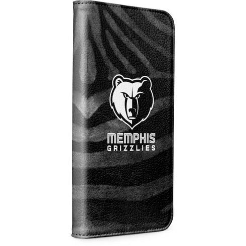 NBA Memphis Grizzlies Black Animal Print iPhone 15 Plus Folio Case