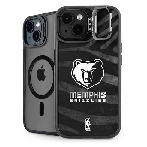 NBA Memphis Grizzlies Black Animal Print iPhone 15 Plus Kickstand Case