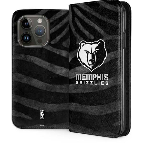 NBA Memphis Grizzlies Black Animal Print iPhone 15 Pro Folio Case