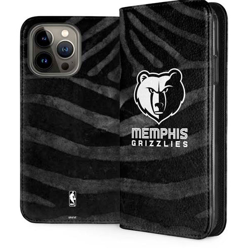 NBA Memphis Grizzlies Black Animal Print iPhone 15 Pro Max Folio Case