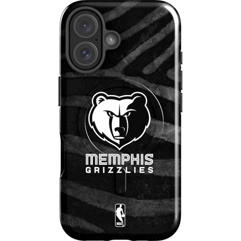 NBA Memphis Grizzlies Black Animal Print iPhone 16 Magsafe Impact Case