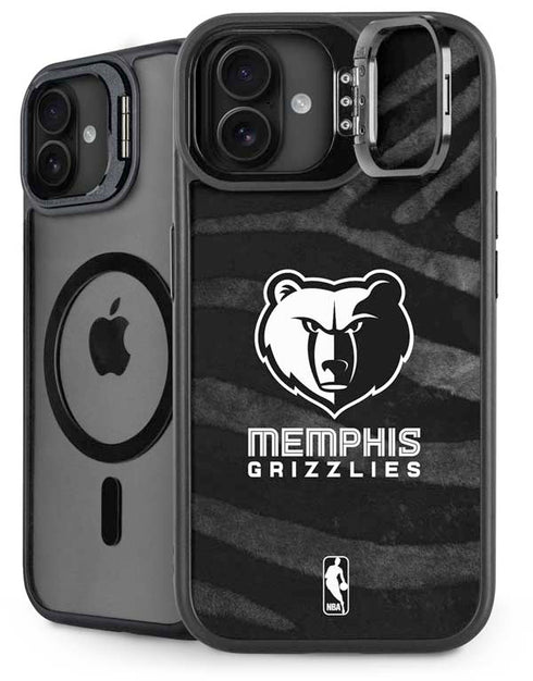 NBA Memphis Grizzlies Black Animal Print iPhone 16 Plus Kickstand Case