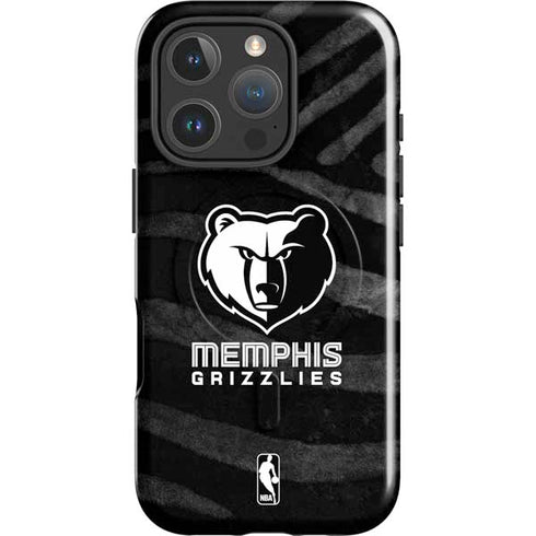 NBA Memphis Grizzlies Black Animal Print iPhone 16 Pro Max Magsafe Impact Case