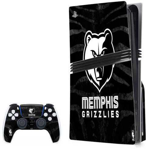 NBA Memphis Grizzlies Black Animal Print PS5 Pro Disk Bundle Skin
