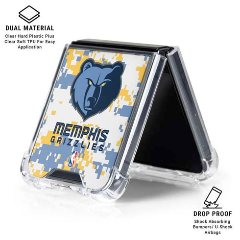 NBA Memphis Grizzlies Digi Camo Galaxy Z Flip6 Clear Case