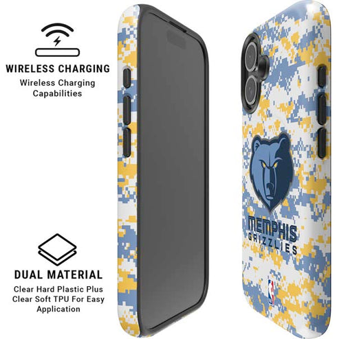 NBA Memphis Grizzlies Digi Camo iPhone 16 Magsafe Impact Case