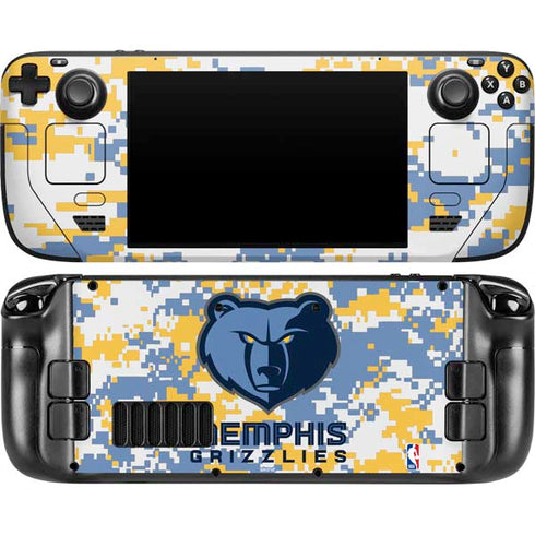 NBA Memphis Grizzlies Digi Camo Steam Deck Handheld Gaming Computer OLED Skin
