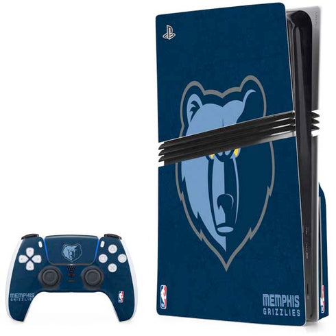NBA Memphis Grizzlies Distressed PS5 Pro Disk Bundle Skin