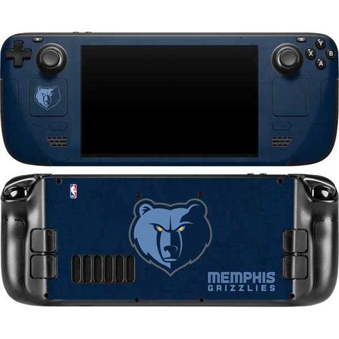 NBA Memphis Grizzlies Distressed Steam Deck Handheld Gaming Computer OLED Skin