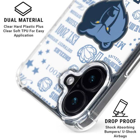 NBA Memphis Grizzlies Historic Blast iPhone 16 Clear Case