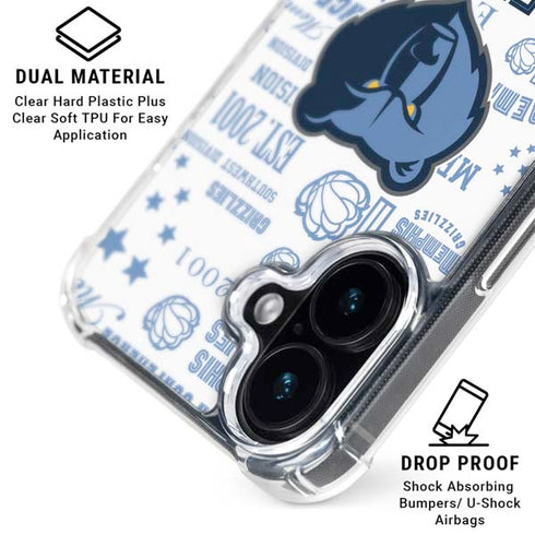 NBA Memphis Grizzlies Historic Blast iPhone 16 Plus Clear Case