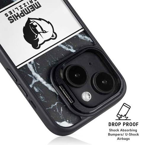 NBA Memphis Grizzlies Marble iPhone 15 Kickstand Case