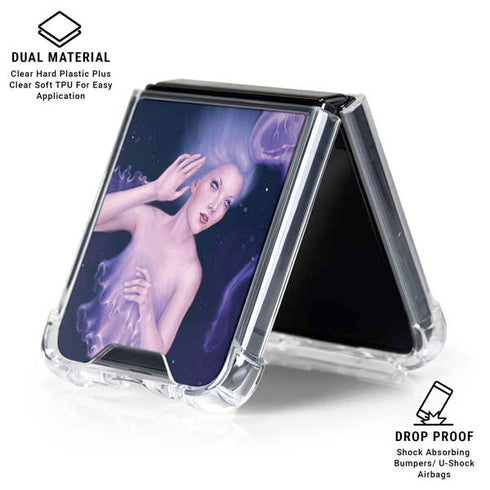 Mermaid and Jellyfish by Rachel Anderson Galaxy Z Flip6 Clear Case