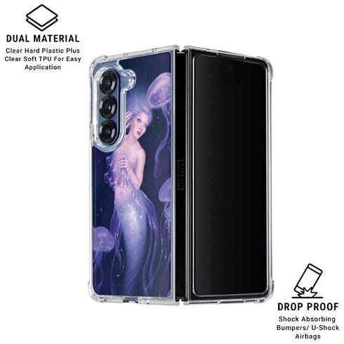 Mermaid and Jellyfish by Rachel Anderson Galaxy Z Fold6 Clear Case