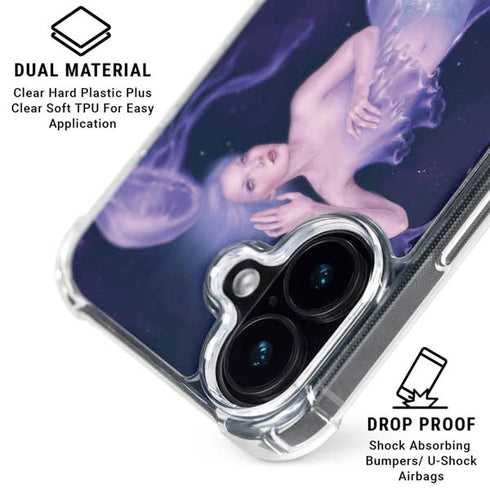 Mermaid and Jellyfish by Rachel Anderson iPhone 16 Plus Clear Case