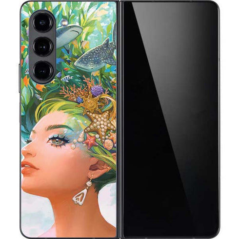 Mermaid with Sea Stars in Her Hair by Ivy Dolamore Galaxy Z Fold5 5G Skin