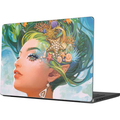 Mermaid with Sea Stars in Her Hair by Ivy Dolamore Apple MacBook Pro 14-inch Skin