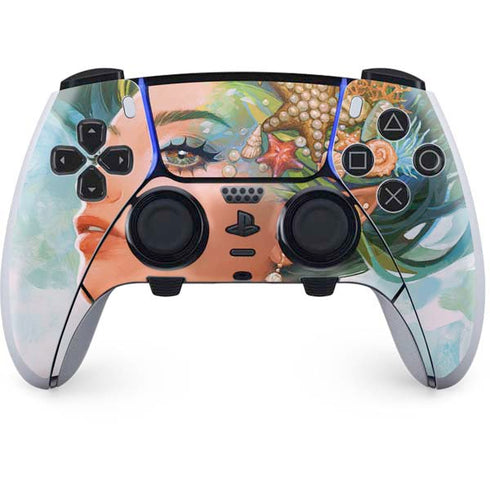 Mermaid with Sea Stars in Her Hair by Ivy Dolamore PS5 DualSense Edge Pro Controller Skin