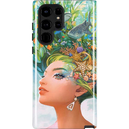 Mermaid with Sea Stars in Her Hair by Ivy Dolamore Galaxy Cases