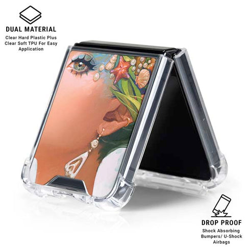 Mermaid with Sea Stars in Her Hair by Ivy Dolamore Galaxy Z Flip6 Clear Case