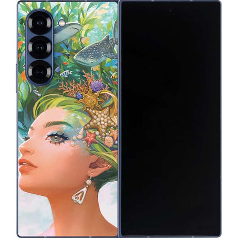 Mermaid with Sea Stars in Her Hair by Ivy Dolamore Galaxy Z Fold6 Skin
