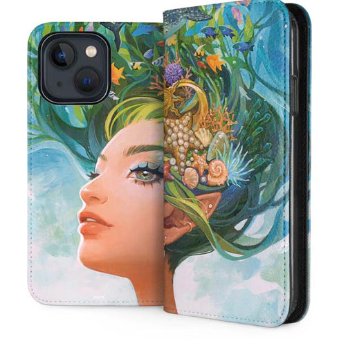 Mermaid with Sea Stars in Her Hair by Ivy Dolamore iPhone 13 Folio Case