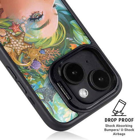 Mermaid with Sea Stars in Her Hair by Ivy Dolamore iPhone 14 Kickstand Case