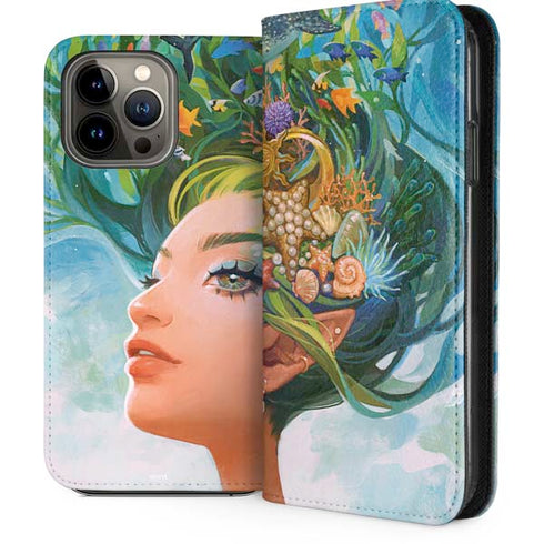 Mermaid with Sea Stars in Her Hair by Ivy Dolamore iPhone 14 Pro Max Folio Case